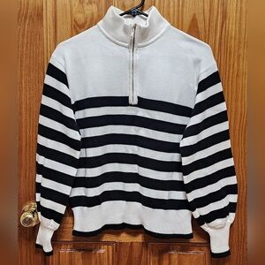 J.Crew Factory Striped Half-Zip Sweater size Medium